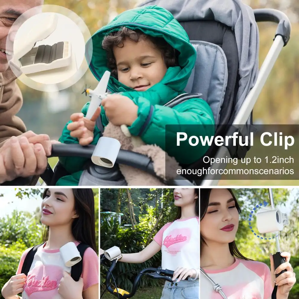 Rechargeable Clip-On Mini Fan with 360-Degree Rotation, Adjustable Speed, USB and Battery Powered for Versatile Cooling - Image 2
