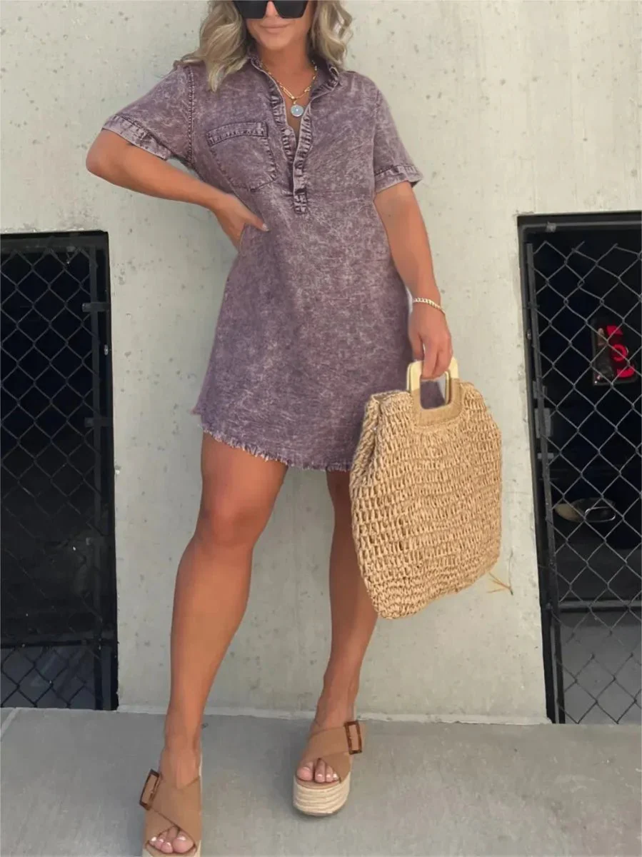 Relaxed Denim Dress for Women, Comfortable Fit, Versatile Knee-Length Style for Casual and Semi-Formal Occasions - Image 10