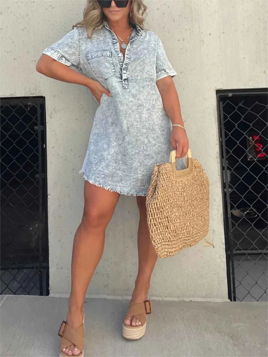 Relaxed Denim Dress for Women, Comfortable Fit, Versatile Knee-Length Style for Casual and Semi-Formal Occasions - Image 7