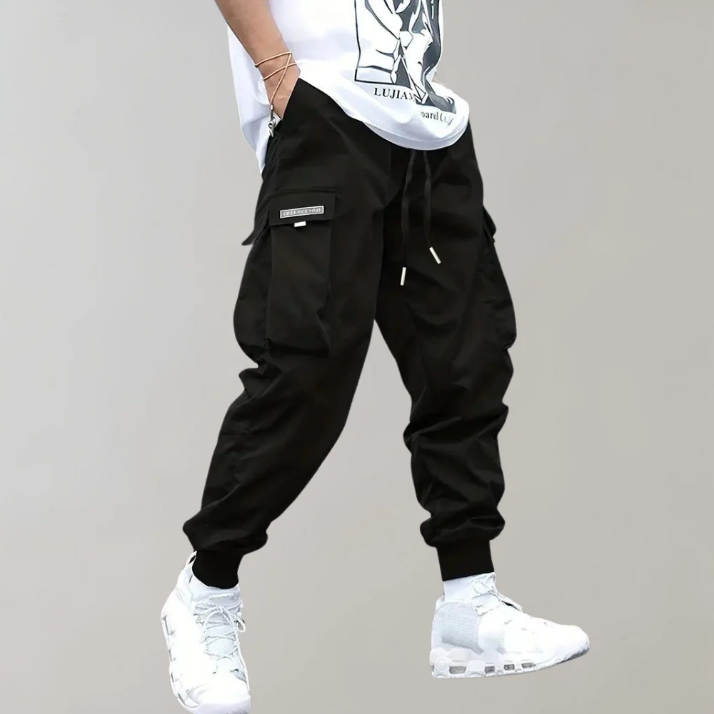 Relaxed Fit Black Cargo Pants for Men, Breathable and Flexible Casual Trousers with Functional Pockets - Image 6