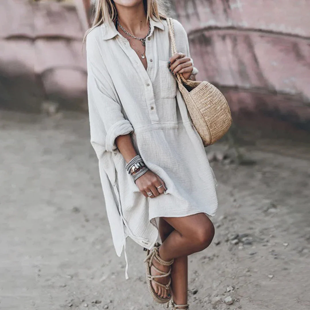 Relaxed Loose Women's Summer Dress in Breathable Fabric, Casual Chic Knee-Length Design for Effortless Style and Comfort - Image 6