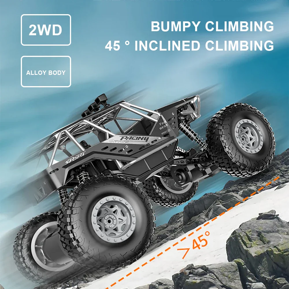Remote Control Car Off Road Monster Truck Rock Crawler 4WD Dual Motors Metal Shell LED Headlights Kids Gift Fall 2025 - Image 3