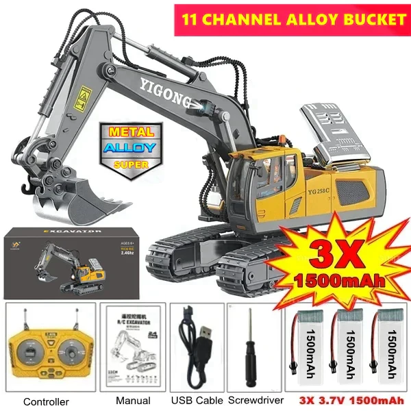 Remote Control Excavator Toy 4WD Construction Vehicle Battery Included Kids Gift Fall 2025 - Image 8