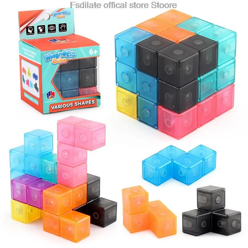 Removable Magnetic Cube Building Blocks - Educational Fidget Puzzle Toy for Kids, Fun Gift for Early Learning - Image 4