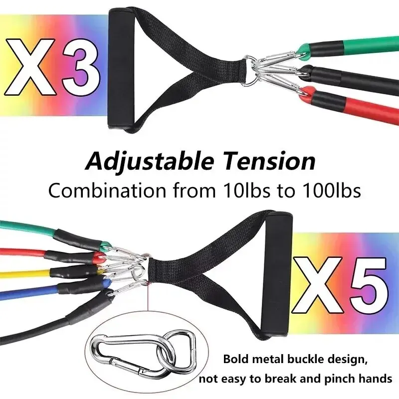 Resistance Bands Set 11Pc Portable Full Body Kit Workout - Image 10