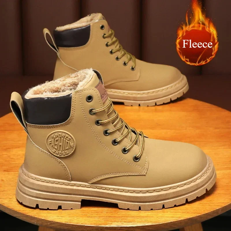 Retro Casual High Top Boots for Men - Winter Chunky Lace-Up Motorcycle Ankle Footwear - Image 5