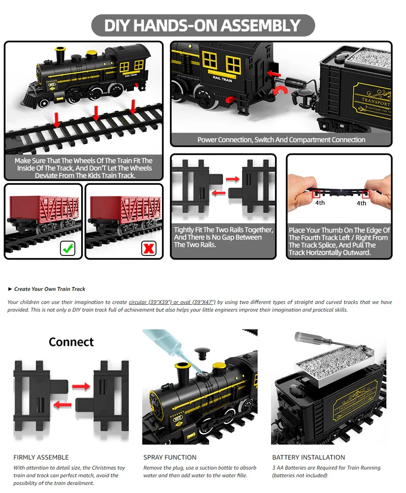 Retro Classic Electric Train Set for Kids - Long Track Steam Engine Toy with Lights and Sounds, Perfect New Year Gift - Image 3