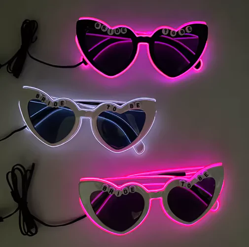 Retro LED Flashing Sunglasses for Bachelorette Party, Pink Heart Glasses, Wedding Props, Valentine's Day Decor - Image 2