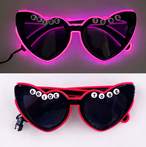 Retro LED Flashing Sunglasses for Bachelorette Party, Pink Heart Glasses, Wedding Props, Valentine's Day Decor - Image 3