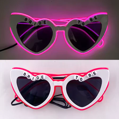 Retro LED Flashing Sunglasses for Bachelorette Party, Pink Heart Glasses, Wedding Props, Valentine's Day Decor - Image 5
