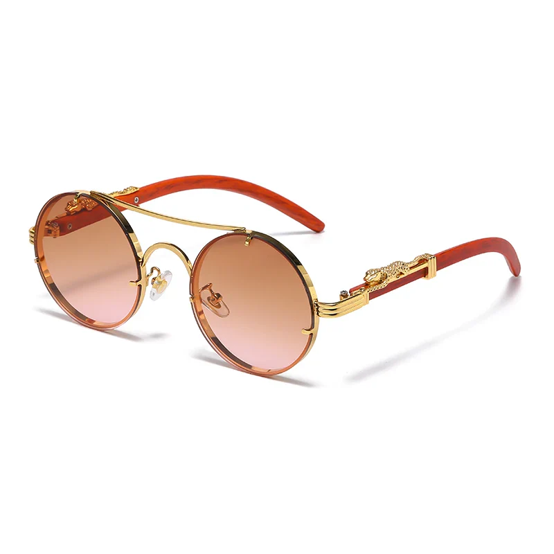Retro Punk Round Sunglasses for Men & Women - Fashionable Double Bridge Design for Travel and Shopping - Image 9
