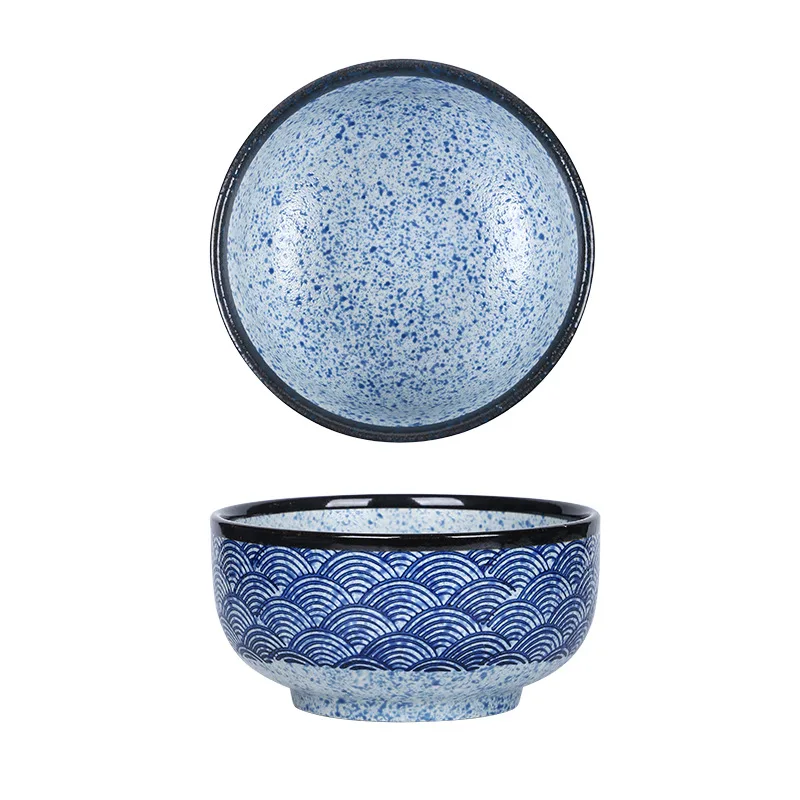 Qinghai Wave Noodle Bowl Hand Painted Vintage Ceramic Bowl - Image 4