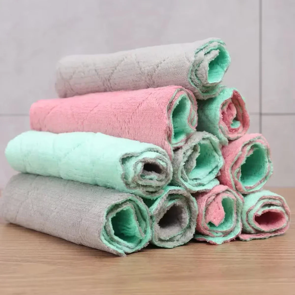 Reusable Cotton Dishwashing Cloths - 10-Pack Household Cleaning Towels in Random Colors - Image 4