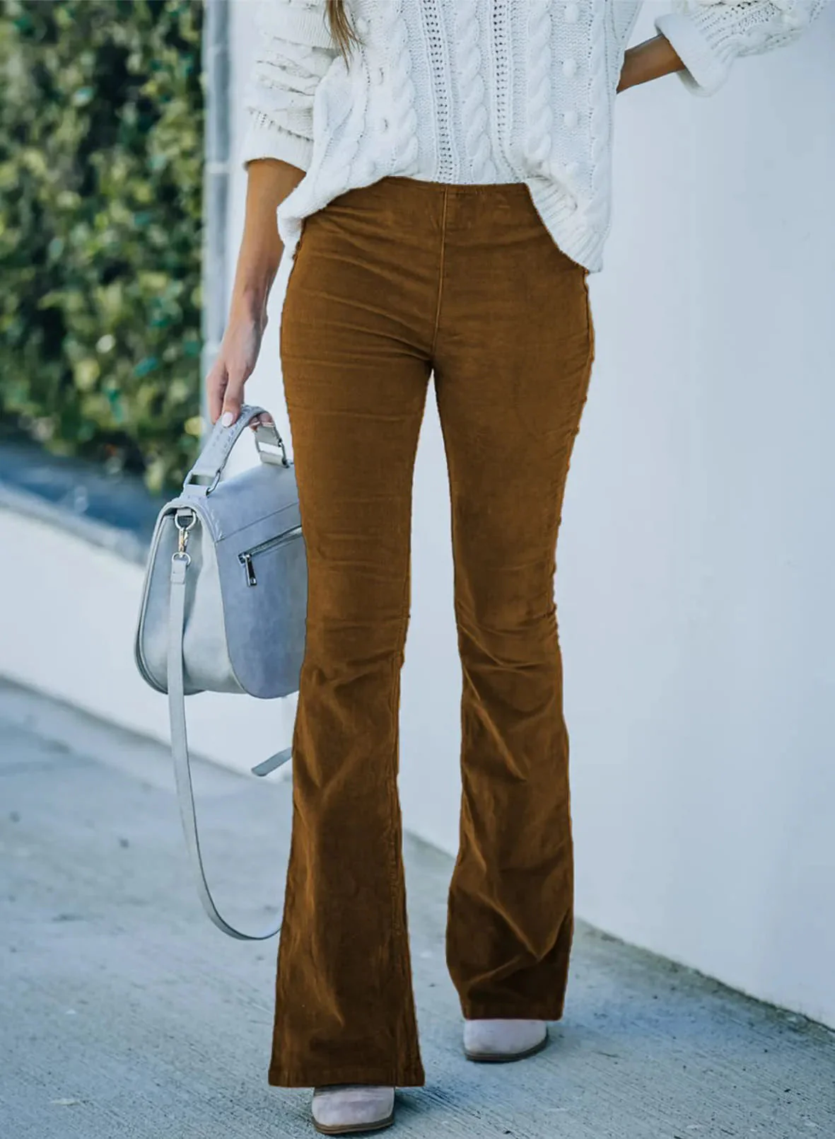 Ribbed Wide Leg Pants for Women with Elasticated Waist and Flared Legs, Comfortable and Stylish - Image 8