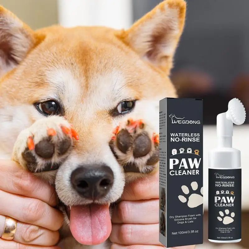 Rinse-Free Pet Foot Cleaner Foam with Silicone Brush - Gentle Paw Care for Dogs & Cats - Image 2
