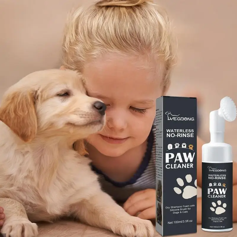 Rinse-Free Pet Foot Cleaner Foam with Silicone Brush - Gentle Paw Care for Dogs & Cats - Image 3