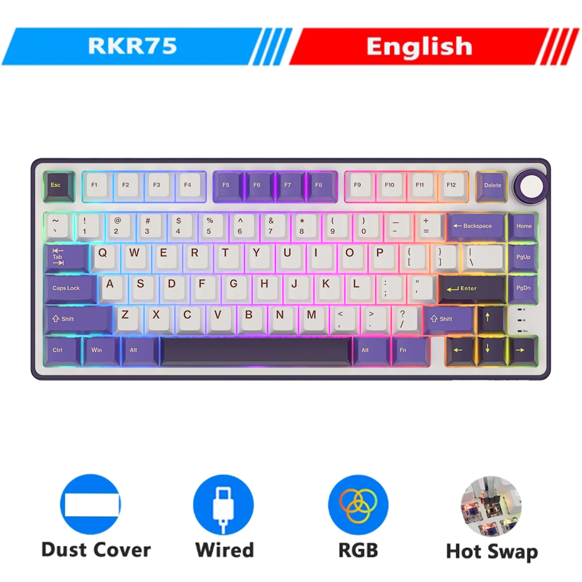 Mechanical Keyboard R75 Gasket 80Key RGB Hot Swap Spanish - Image 20