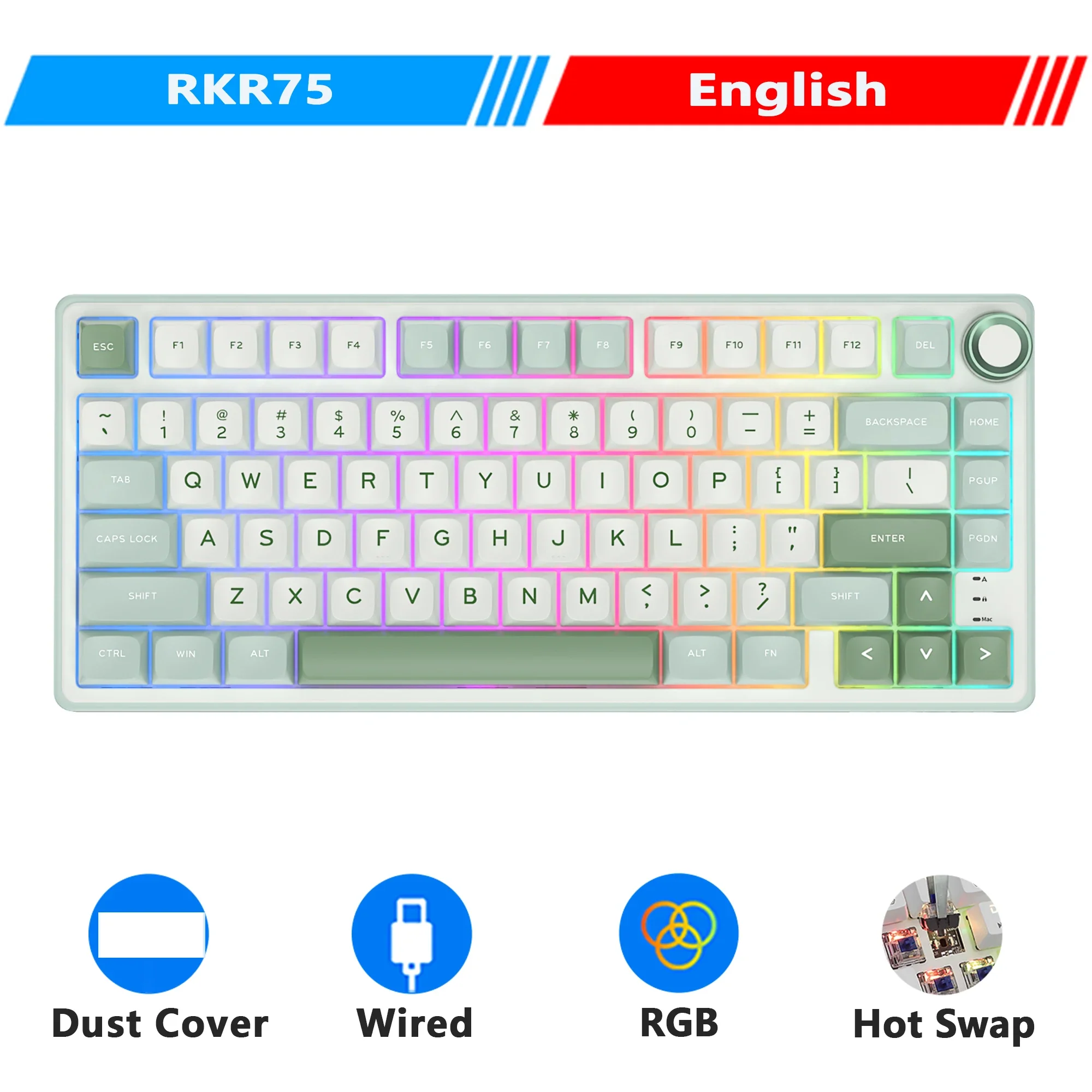 Mechanical Keyboard R75 Gasket 80Key RGB Hot Swap Spanish - Image 28