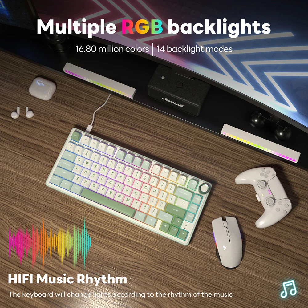 Mechanical Keyboard R75 Gasket 80Key RGB Hot Swap Spanish - Image 3
