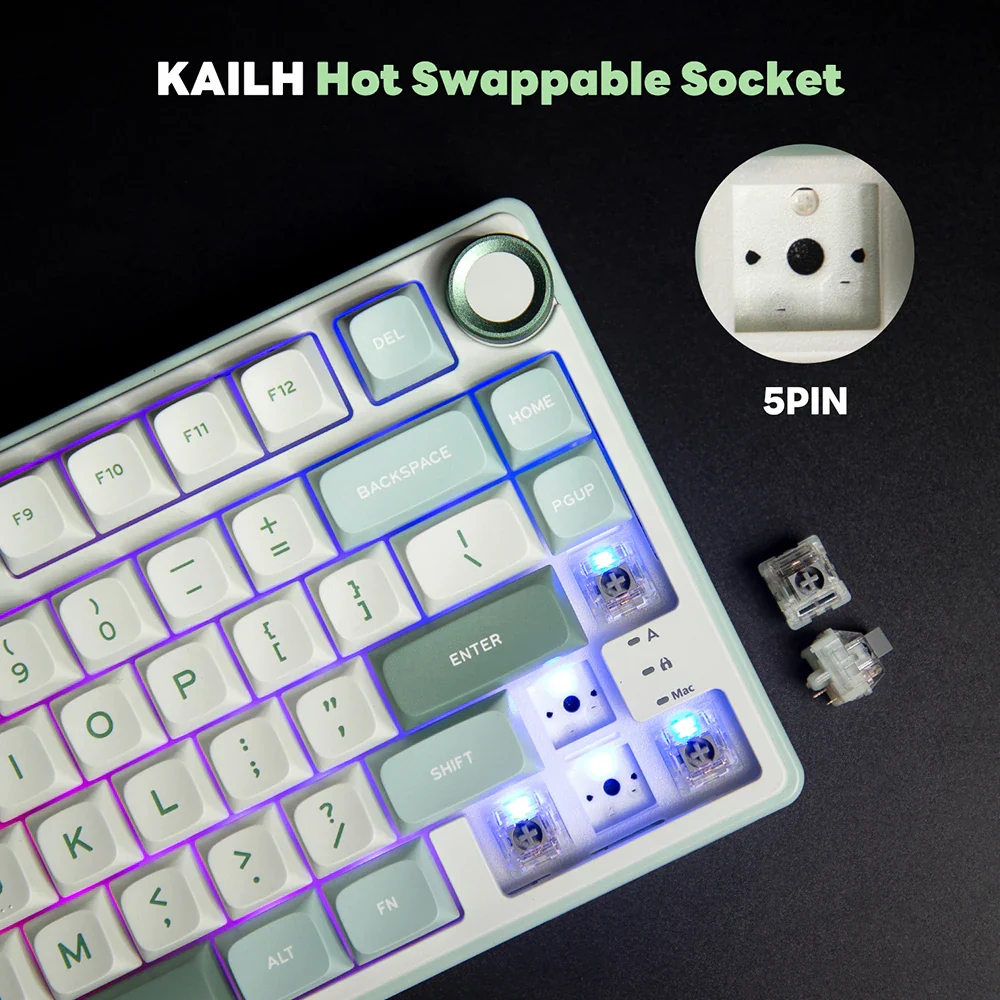 Mechanical Keyboard R75 Gasket 80Key RGB Hot Swap Spanish - Image 4