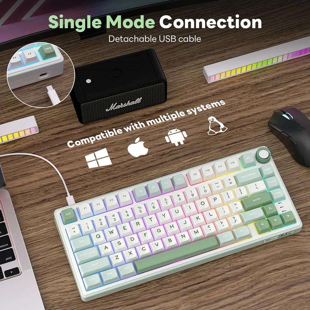 Mechanical Keyboard R75 Gasket 80Key RGB Hot Swap Spanish - Image 5