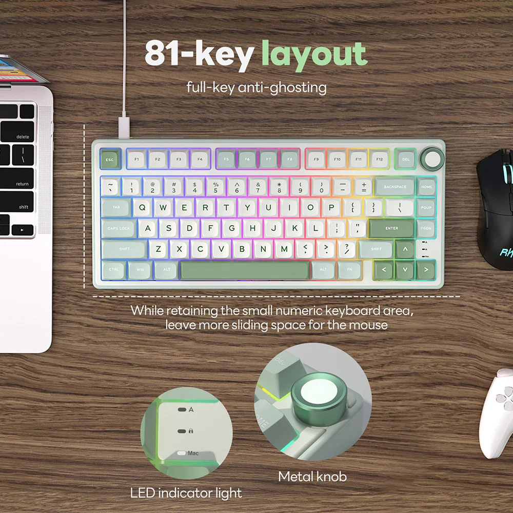 Mechanical Keyboard R75 Gasket 80Key RGB Hot Swap Spanish - Image 6