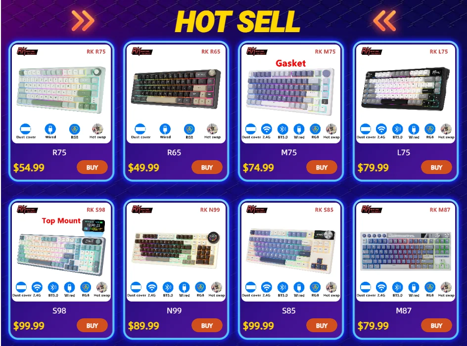 Mechanical Keyboard R75 Gasket 80Key RGB Hot Swap Spanish - Image 7