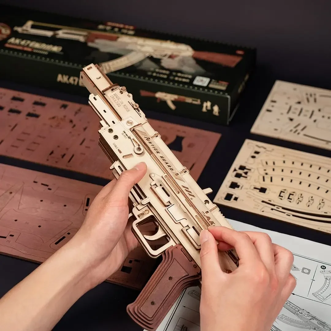 Robotime Rokr 3D Wooden Puzzle Toy Rifle Kit for Adults & Kids, Unique Gift - Image 5