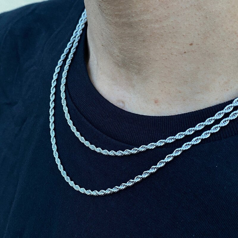 Robust men's chain necklace – stylish rope design, silver or gold, for any occasion - Image 4