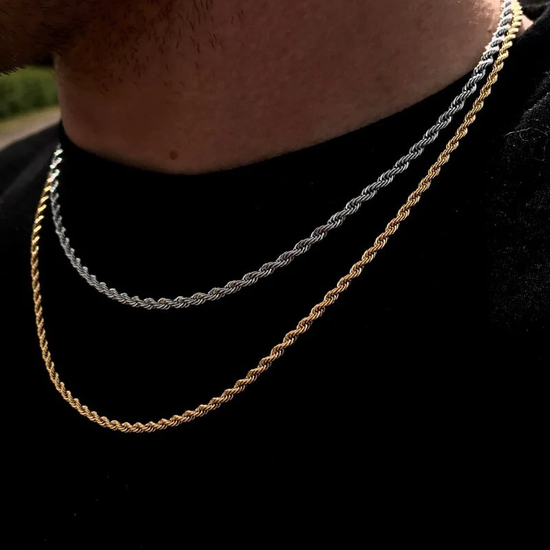 Robust men's chain necklace – stylish rope design, silver or gold, for any occasion - Image 5