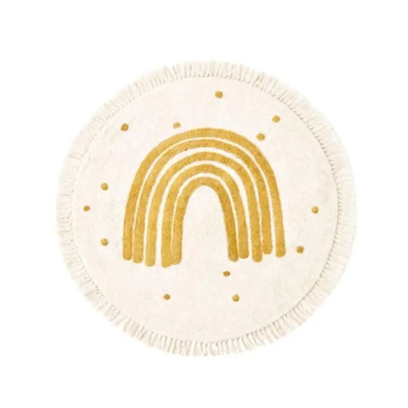 Round Fluffy Rug Tassel Nursery Play Mat Cozy Fall 2025 Plush Circle Bedroom Rug Soft Play Surface - Image 10