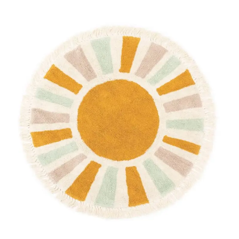 Round Fluffy Rug Tassel Nursery Play Mat Cozy Fall 2025 Plush Circle Bedroom Rug Soft Play Surface - Image 11