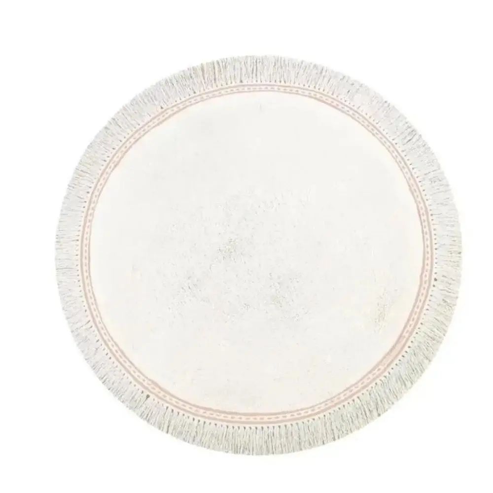 Round Fluffy Rug Tassel Nursery Play Mat Cozy Fall 2025 Plush Circle Bedroom Rug Soft Play Surface - Image 12