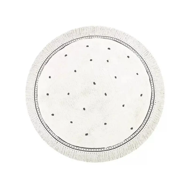 Round Fluffy Rug Tassel Nursery Play Mat Cozy Fall 2025 Plush Circle Bedroom Rug Soft Play Surface - Image 18