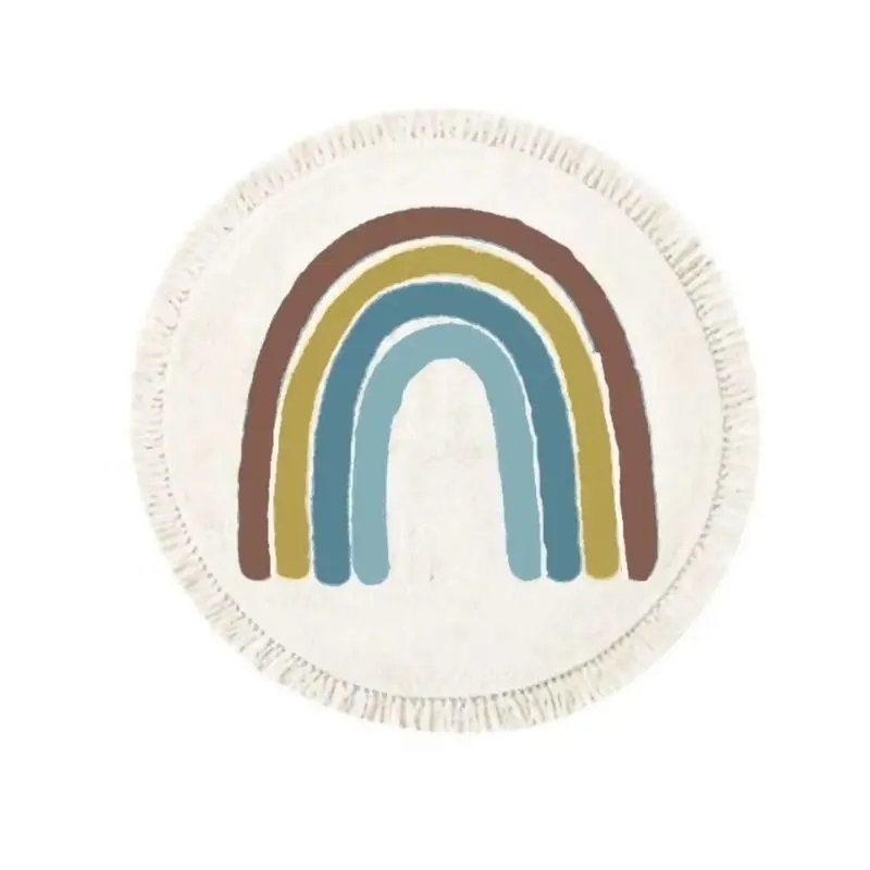 Round Fluffy Rug Tassel Nursery Play Mat Cozy Fall 2025 Plush Circle Bedroom Rug Soft Play Surface - Image 19
