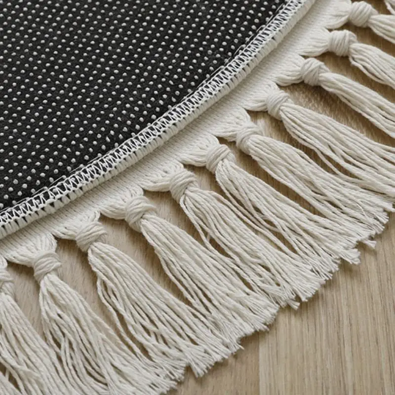 Round Fluffy Rug Tassel Nursery Play Mat Cozy Fall 2025 Plush Circle Bedroom Rug Soft Play Surface - Image 2