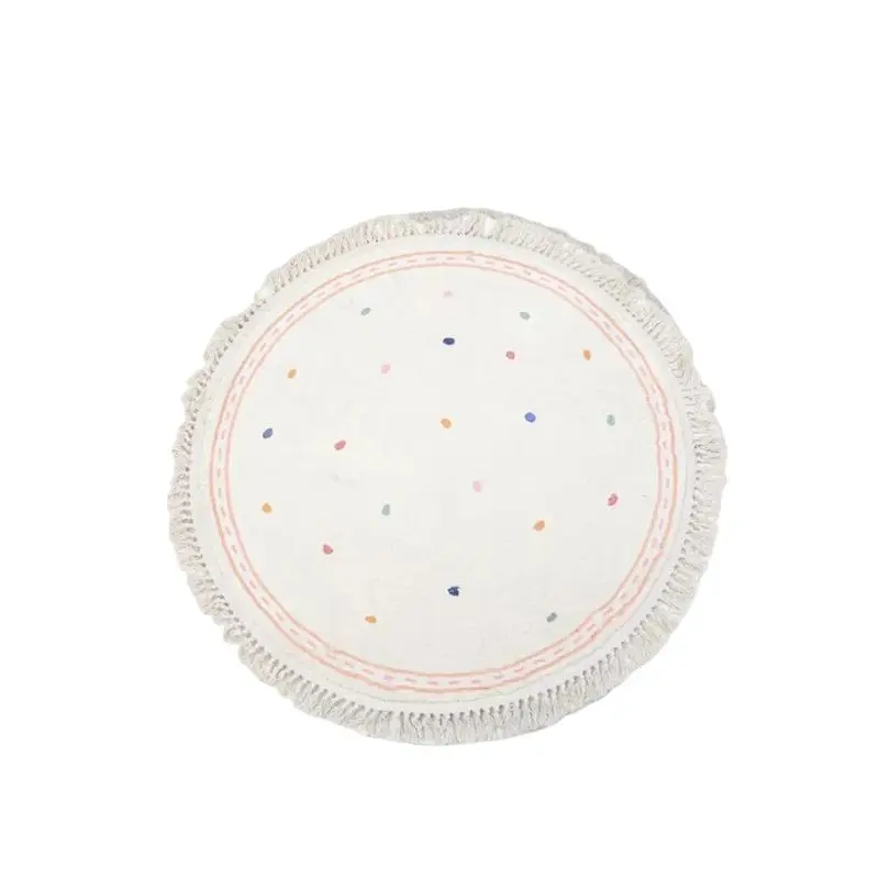 Round Fluffy Rug Tassel Nursery Play Mat Cozy Fall 2025 Plush Circle Bedroom Rug Soft Play Surface - Image 21