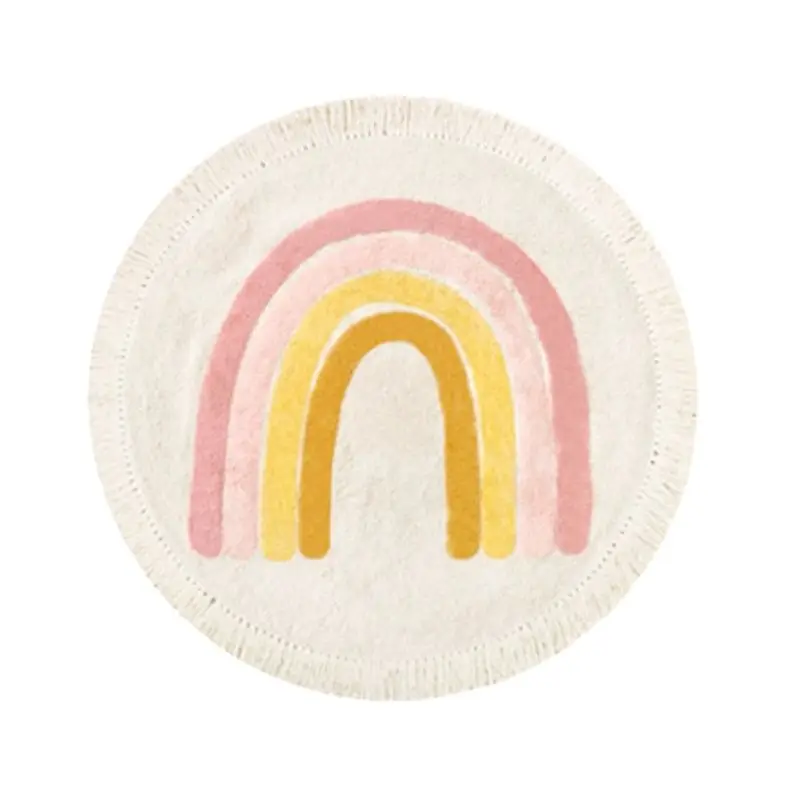 Round Fluffy Rug Tassel Nursery Play Mat Cozy Fall 2025 Plush Circle Bedroom Rug Soft Play Surface - Image 9