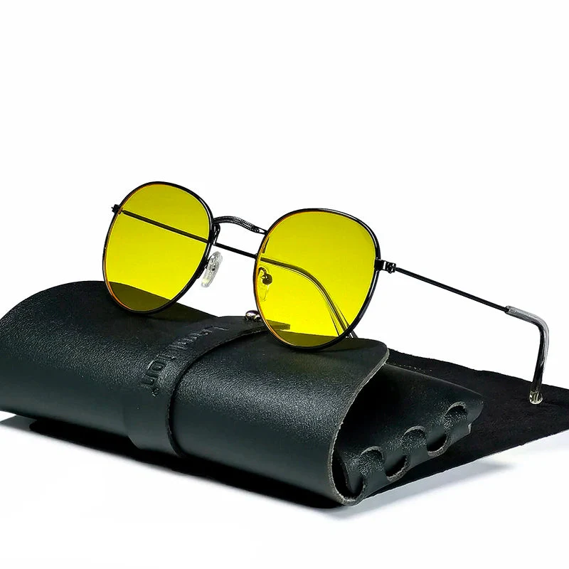 Round Retro Sunglasses for Men/Women Luxury UV400 Metal Vintage Eyewear No Leather Case - Image 10