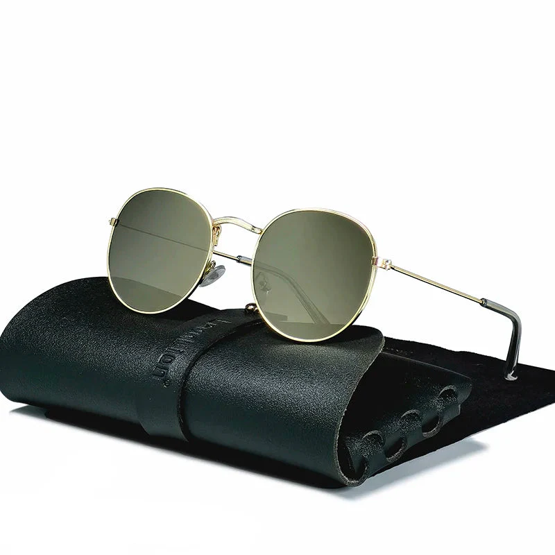 Round Retro Sunglasses for Men/Women Luxury UV400 Metal Vintage Eyewear No Leather Case - Image 13