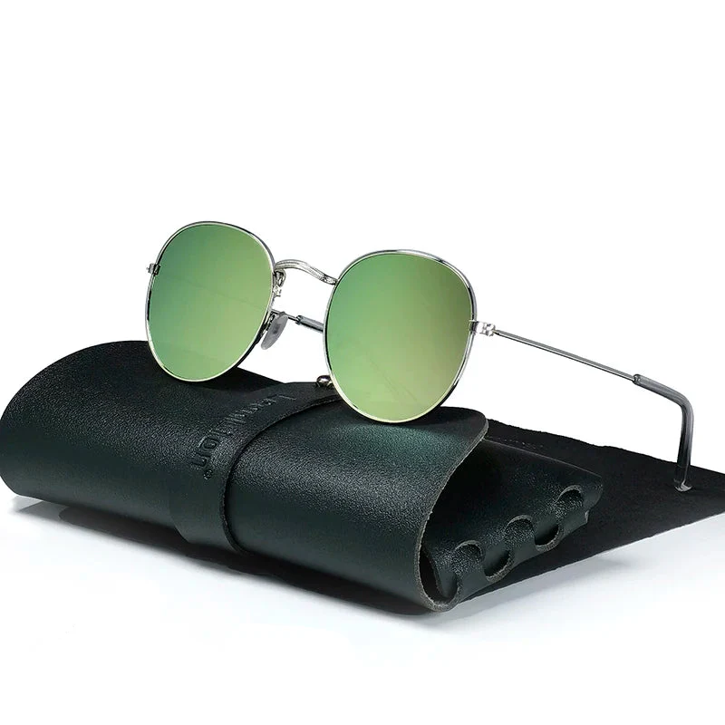 Round Retro Sunglasses for Men/Women Luxury UV400 Metal Vintage Eyewear No Leather Case - Image 14