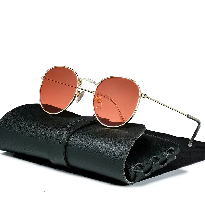 Round Retro Sunglasses for Men/Women Luxury UV400 Metal Vintage Eyewear No Leather Case - Image 18