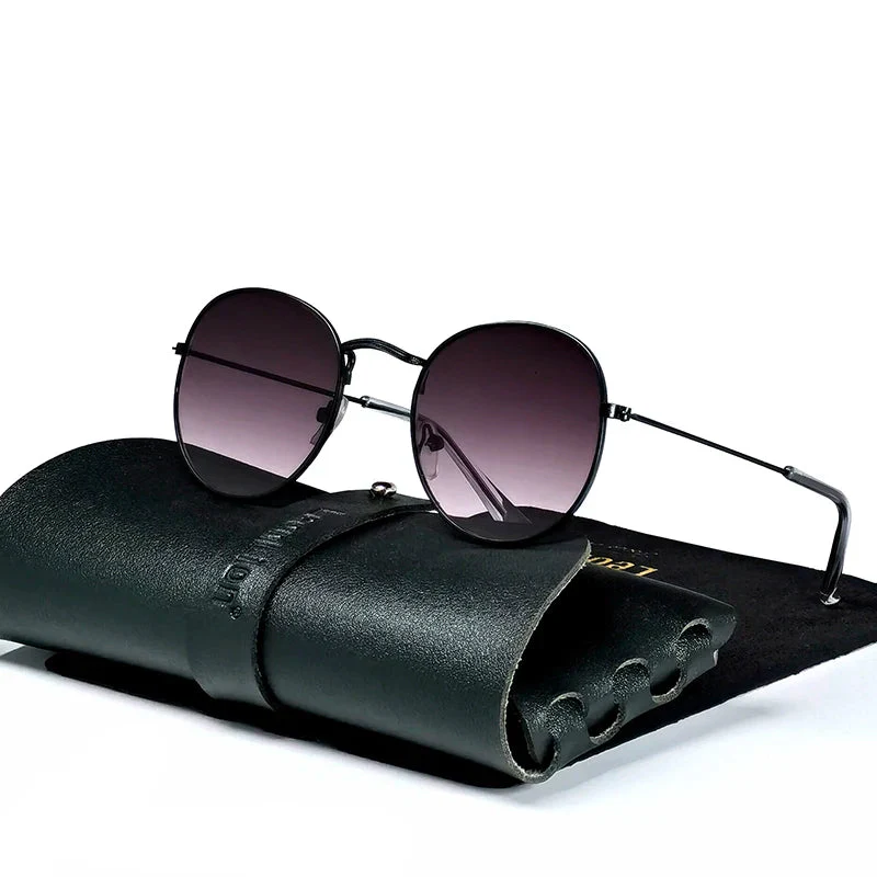 Round Retro Sunglasses for Men/Women Luxury UV400 Metal Vintage Eyewear No Leather Case - Image 19