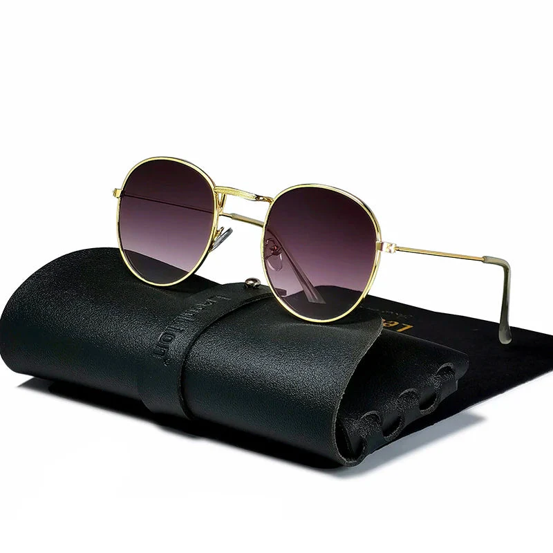Round Retro Sunglasses for Men/Women Luxury UV400 Metal Vintage Eyewear No Leather Case - Image 21