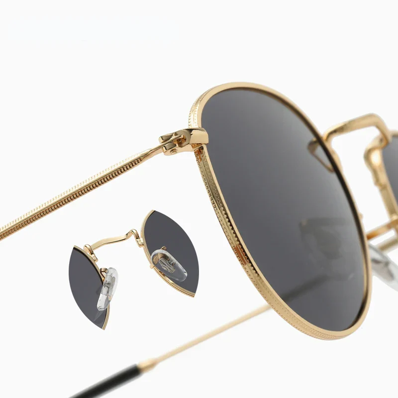Round Retro Sunglasses for Men/Women Luxury UV400 Metal Vintage Eyewear No Leather Case - Image 3