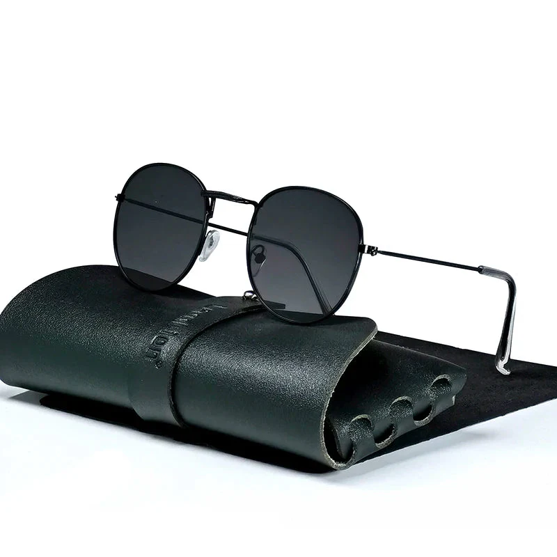Round Retro Sunglasses for Men/Women Luxury UV400 Metal Vintage Eyewear No Leather Case - Image 4