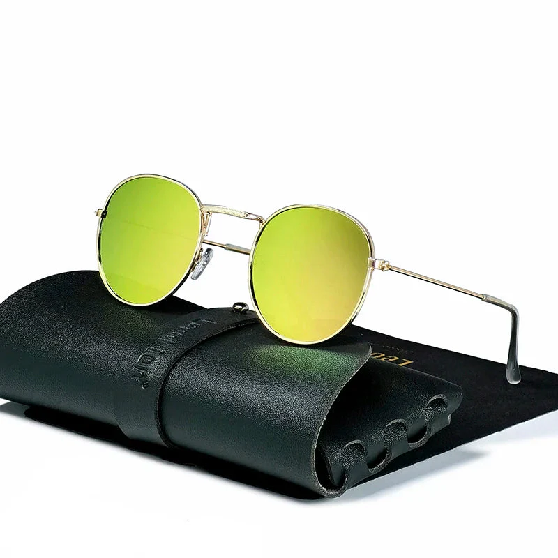 Round Retro Sunglasses for Men/Women Luxury UV400 Metal Vintage Eyewear No Leather Case - Image 5