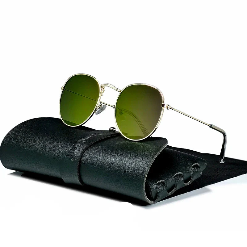 Round Retro Sunglasses for Men/Women Luxury UV400 Metal Vintage Eyewear No Leather Case - Image 6