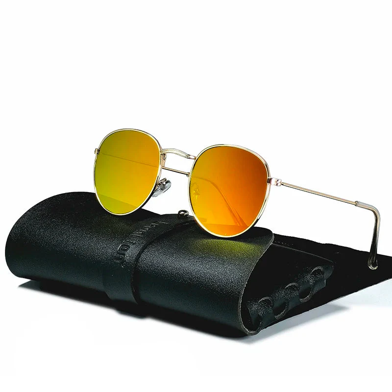 Round Retro Sunglasses for Men/Women Luxury UV400 Metal Vintage Eyewear No Leather Case - Image 7