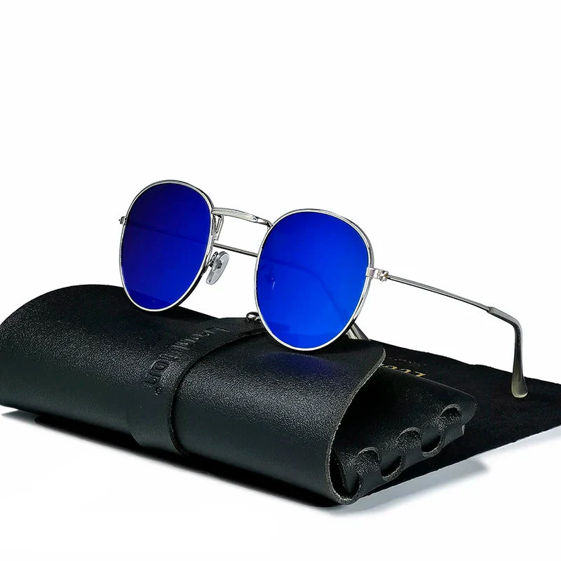 Round Retro Sunglasses for Men/Women Luxury UV400 Metal Vintage Eyewear No Leather Case - Image 8
